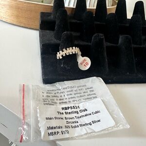 The Sterling Club Silver Ring with Brown Tourmaline Cubic Zirconia